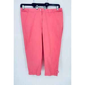 Talbots Womens Perfect Crop Pants Curvy 22W Pink Cotton Stretch Chino Beachy